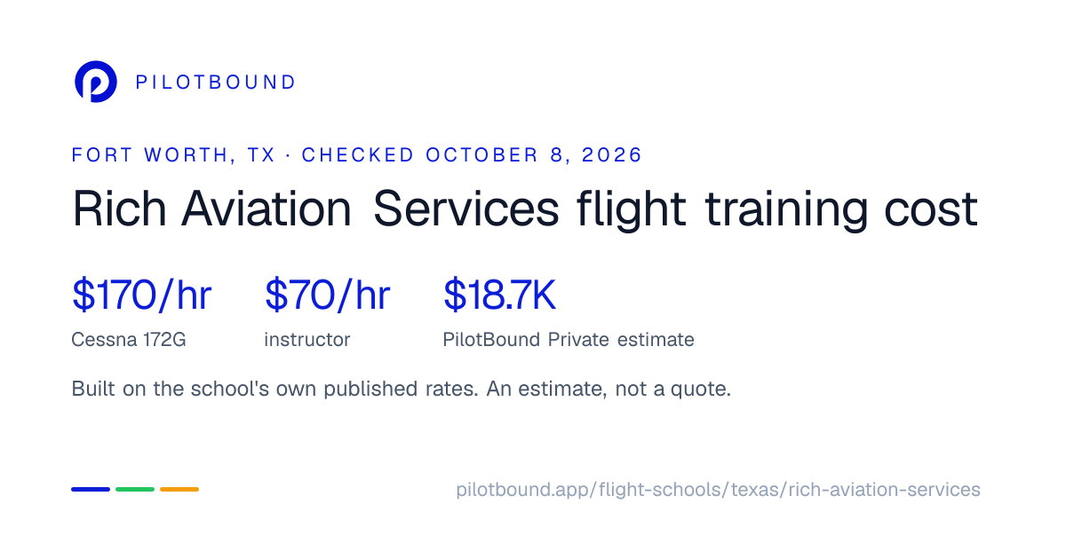 Rich Aviation Services Flight Training Cost, Fort Worth TX | PilotBound
